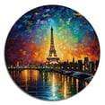 thumbnail image 2 of Designart "Whimsical Skyline Colorful II" City Art Deco Metal Round Art Living Room, 2 of 5