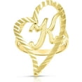 thumbnail image 1 of Floreo 10k Yellow Gold A-Z Cursive Letter and Heart Initial Ring, Medium Heart (0.9"), 1 of 5