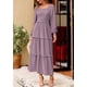 thumbnail image 5 of Vestido largo PRETTYGARDEN para mujer, primavera, manga larga, gris y morado, 5 of 9