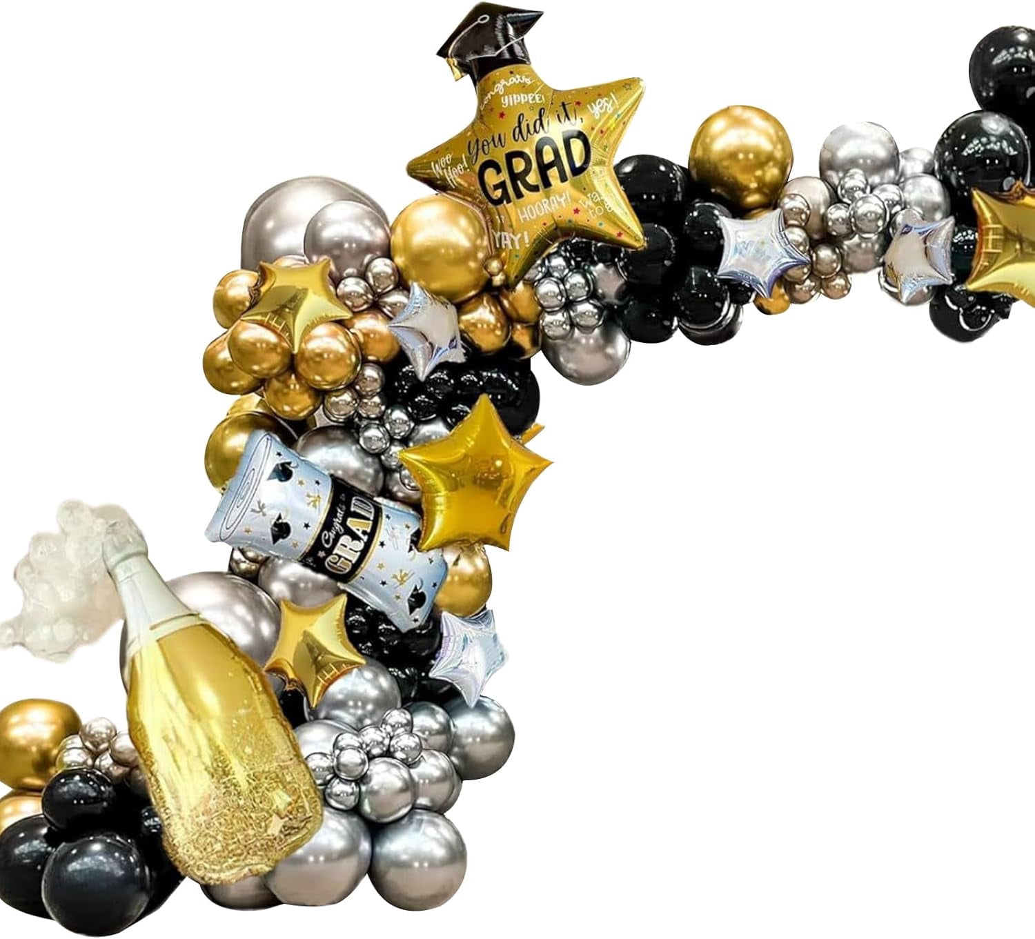 WWS-127PCS Graduation Balloon Garland Kit Black and Gold Balloon Arch ...