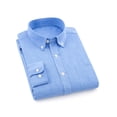 thumbnail image 2 of Camisa de vestir para hombre, manga larga, clásica, color sólido, ajustada, con botones Azul S, 2 of 6