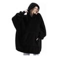 thumbnail image 2 of Cobija con Capucha y Mangas con Bolsillos, Cálida y Acogedora Manta para Adultos, Talla única Sudadera con Longitud Extra NEGRO, 2 of 3