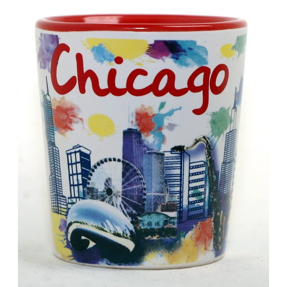 Chicago Illinois Ceramic Light Water Color Shot Glass