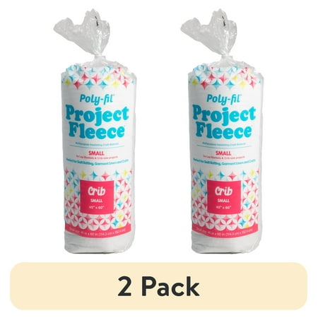 (2 pack) Poly-Fil® Project Fleece™ Polyester Batting by Fairfield™, 45" x 60" precut, White