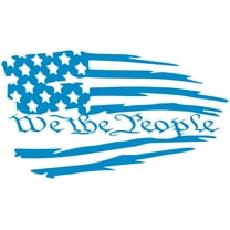 UR Impressions OBlu Tattered American Flag We The People Vinyl Decal - Olympic Blue, 7.5 x 4.2 inch