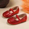 thumbnail image 2 of newwalpole Girls Glitter Dress Shoes Flower Wedding Mary Jane Ballet Flats with Strap Toddler/Little/Big Kids Red for Size 9.5, 2 of 6