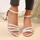 thumbnail image 2 of Sandalias de Correa de Tobillo Negras de Tamaño Más Abierto Correa Cruzada Zapatos de Tacón Grueso Primavera Verano, Tacones de Correa de Tobillo Negro, 2 of 9