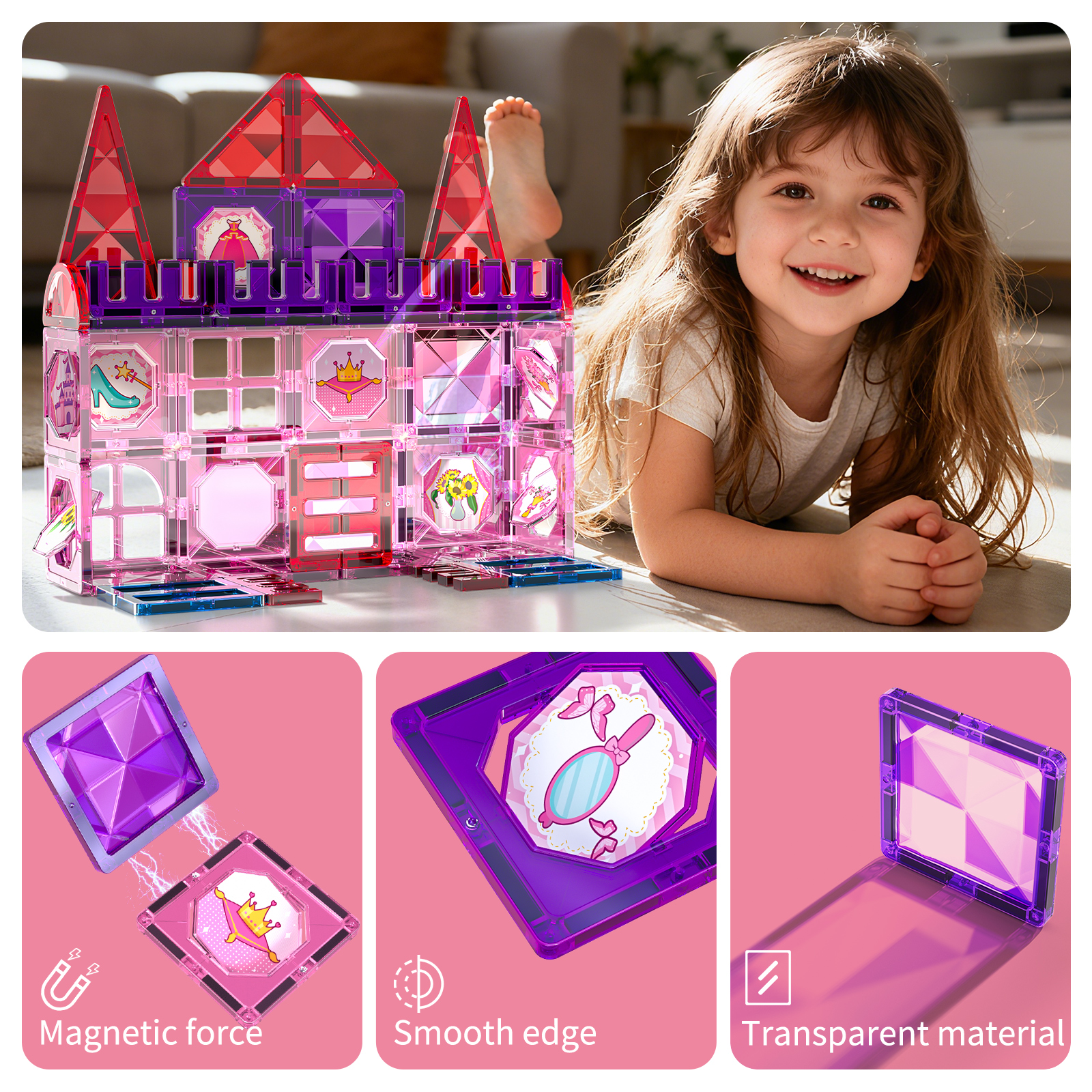 Lucky Doug 44-Piece Magnetic Tiles Building Set photo 7
