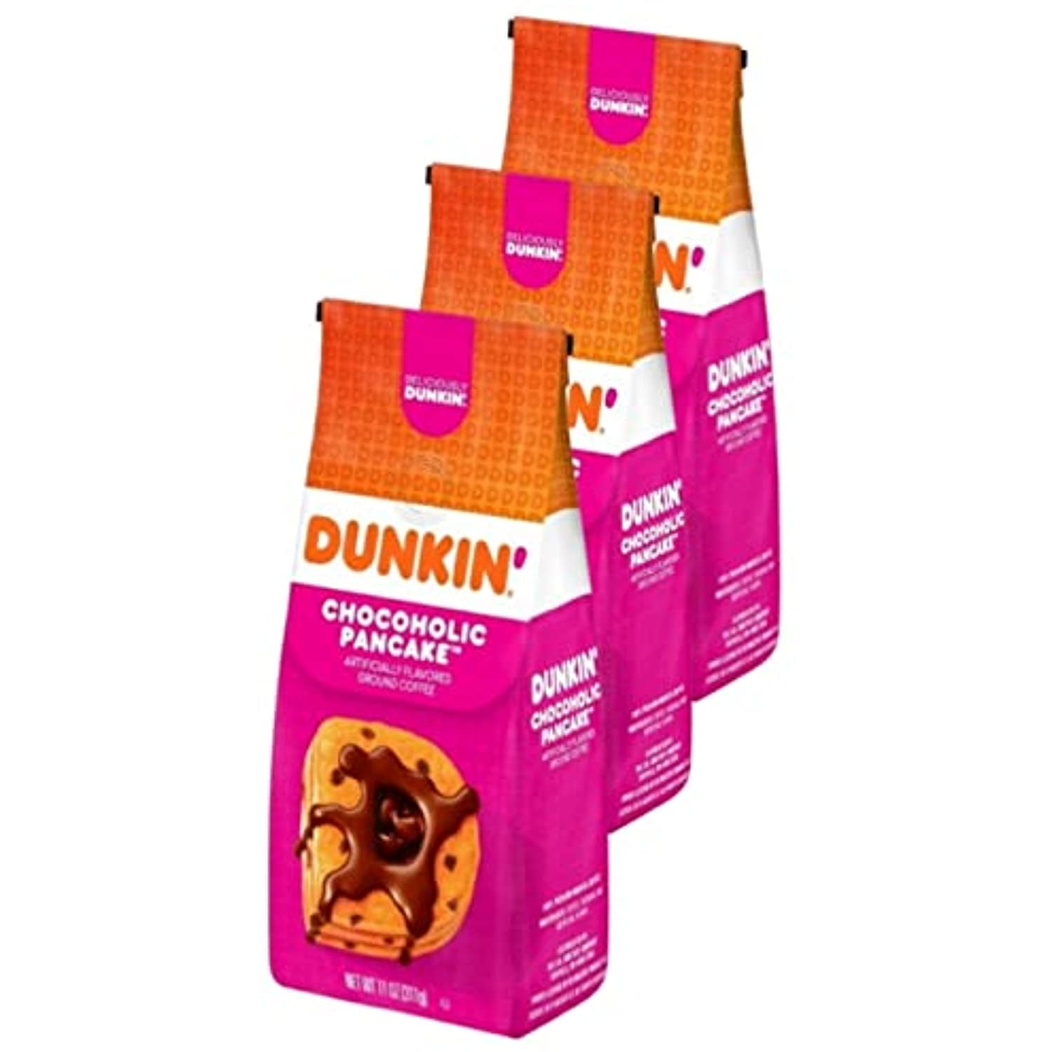 Dunkin Donuts Chocoholic Pancake Ground Coffee Pack Of 3 Bags 11 Oz