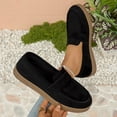 thumbnail image 2 of Wensltd Women's Loafers Slip On Flat Shoes Suede Upper Spring Autumn Daily Soft Walking Shoes Black, 2 of 9