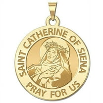 PicturesOnGold.com Saint Catherine of Siena Religious Medal- 2/3″ Size of Dime, Solid 14K Yellow Gold