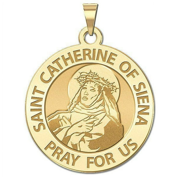 PicturesOnGold.com Saint Catherine of Siena Religious Medal- 2/3″ Size of Dime, Solid 14K Yellow Gold