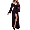 thumbnail image 1 of Batas de mujer de terciopelo dorado de invierno ropa de dormir larga ropa de casa ropa de dormir gruesa bata exterior larga bata larga de talla grande camisón de mujer, 1 of 3