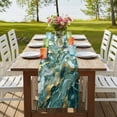 thumbnail image 4 of Green Ombre Golden Marble Table Runner, Abstract Marble Crack Washable Cotton Linen Table Runners 72 Inches Long, Dresser Scarf Runner for Dining/Coffee/TV Stands/Kitchen/Cabinets 16''x72'', 4 of 9