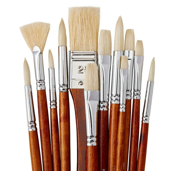 PRO Oil & Acrylic Bristle Brush Set 12 pc