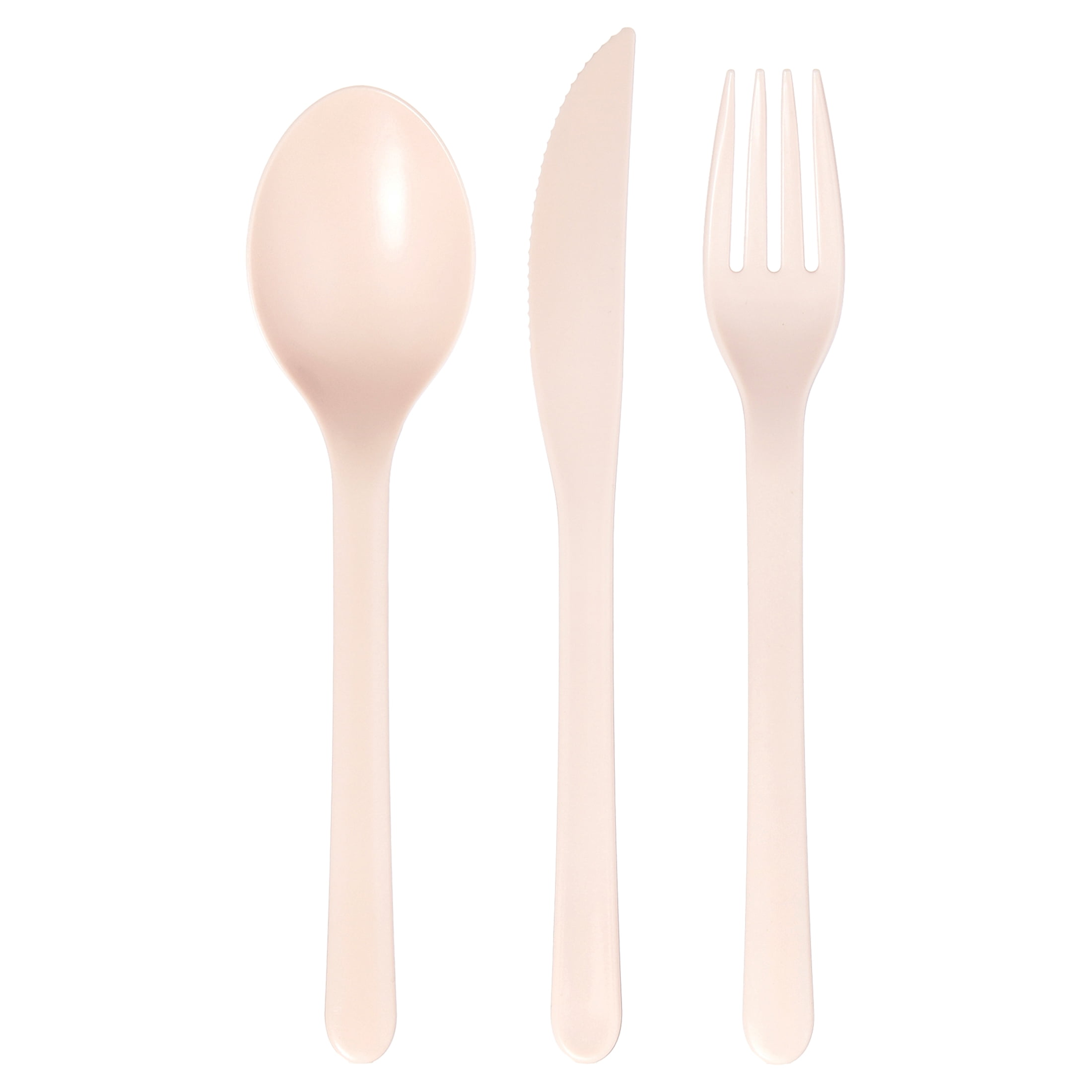 (3 pack) Mainstays - Blush Pink Eco-Friendly Recycled Plastic 3-Piece Flatware Set