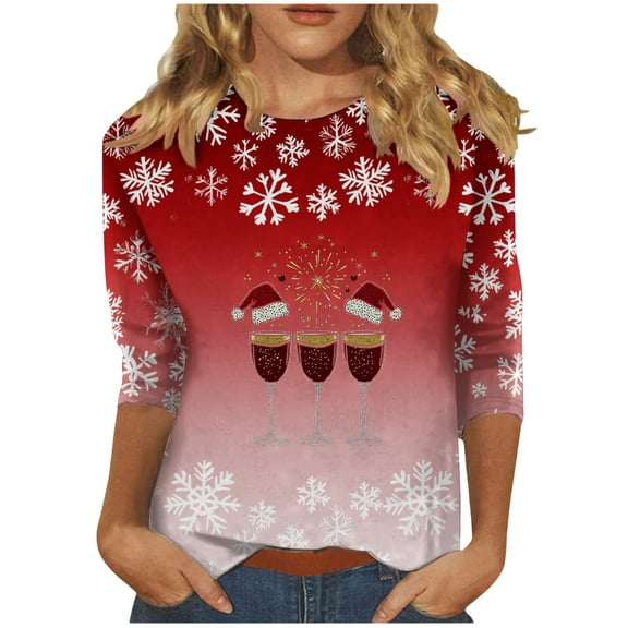 Winter Saving Talove Long Sleeve Shirts for Women Funny Graphic Sweatshirt Fall Fashion Must Haves Clothes Under $10 Womens Tops Dressy Casual Cotton Christmas Shirts