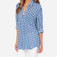 thumbnail image 4 of Camiseta De Manga Larga A Cuadros De Algodón Blusa De Mujer De Un Solo Pecho Con Solapa (M) Tmvgtek Mujer, 4 of 5