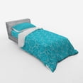 thumbnail image 3 of Geometric Duvet Cover Set, Blue Monochrome Style Ornament Geometric Shapes Curved Crescent Moon Motif, Bedding Set with Shams and Fitted Sheet, 3 Sizes, by Ambesonne, 3 of 3