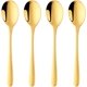 thumbnail image 1 of Cucharas de café expreso, cucharadita dorada de acero inoxidable 18/8, minicuchara redonda para azúcar y café para el hogar, cafetería, restaurante, 6 pulgadas, juego de 4, 1 of 7