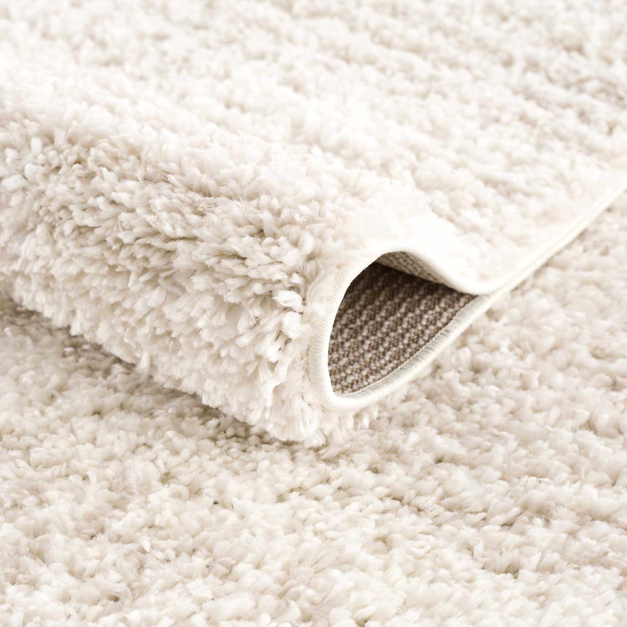 Hauteloom Galaxy Shag Living Room, Bedroom Area Rug - Bohemian, Transitional - Plush Pile - Light Beige, Cream - 4'3" x 5'7"