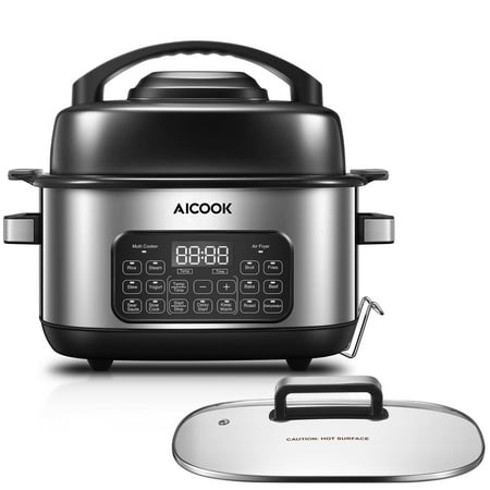 AICOOK 6.5 Quart 12 in 1 Programmable Multifunctional Electric Slow Cooker Air Fryer Combo