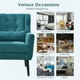 thumbnail image 3 of HSUNNS Accent Chair, Modern Chenille Upholstered Arm Chairs with Lumbar Support Pillow and Thick Padded Cushion, Rubberwood Legs, Comfy Soft Padded Lounge Chair for Small Space, Teal, 3 of 11