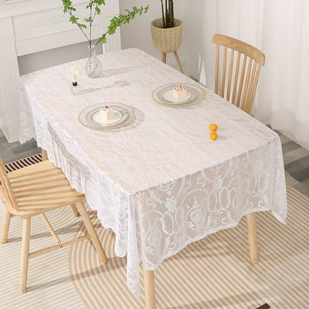 

Innerwin Tablecloths Home Decor Table Cover Washable Semi Sheer Tablecloth Covers Dining Room Polyester Floral Print Luxury Waterproof Party White Lantern 55 x 87