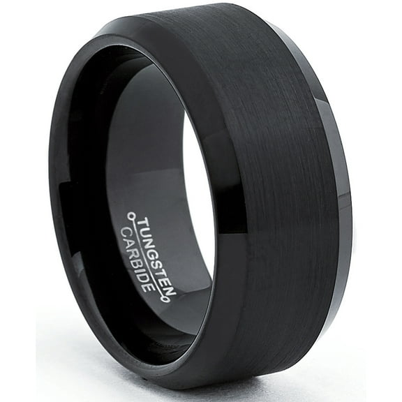 Metal Masters Tungsten Carbide Black Mens Wide Tungsten Carbide Band Ring 10mm Comfort-Fit