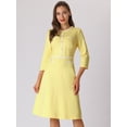 thumbnail image 2 of DARING DIVA A-Line Contrast Color Tweed Trim Dress M Yellow, 2 of 6