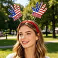 thumbnail image 5 of Homellea 4th of July Patriotic Headband, 9.64 Inch Red White Blue Star Hair Hoop with 250 Year Anniversary Ribbon Streamers for Independence Day, Memorial Day, Parade and Party Decor, 5 of 6