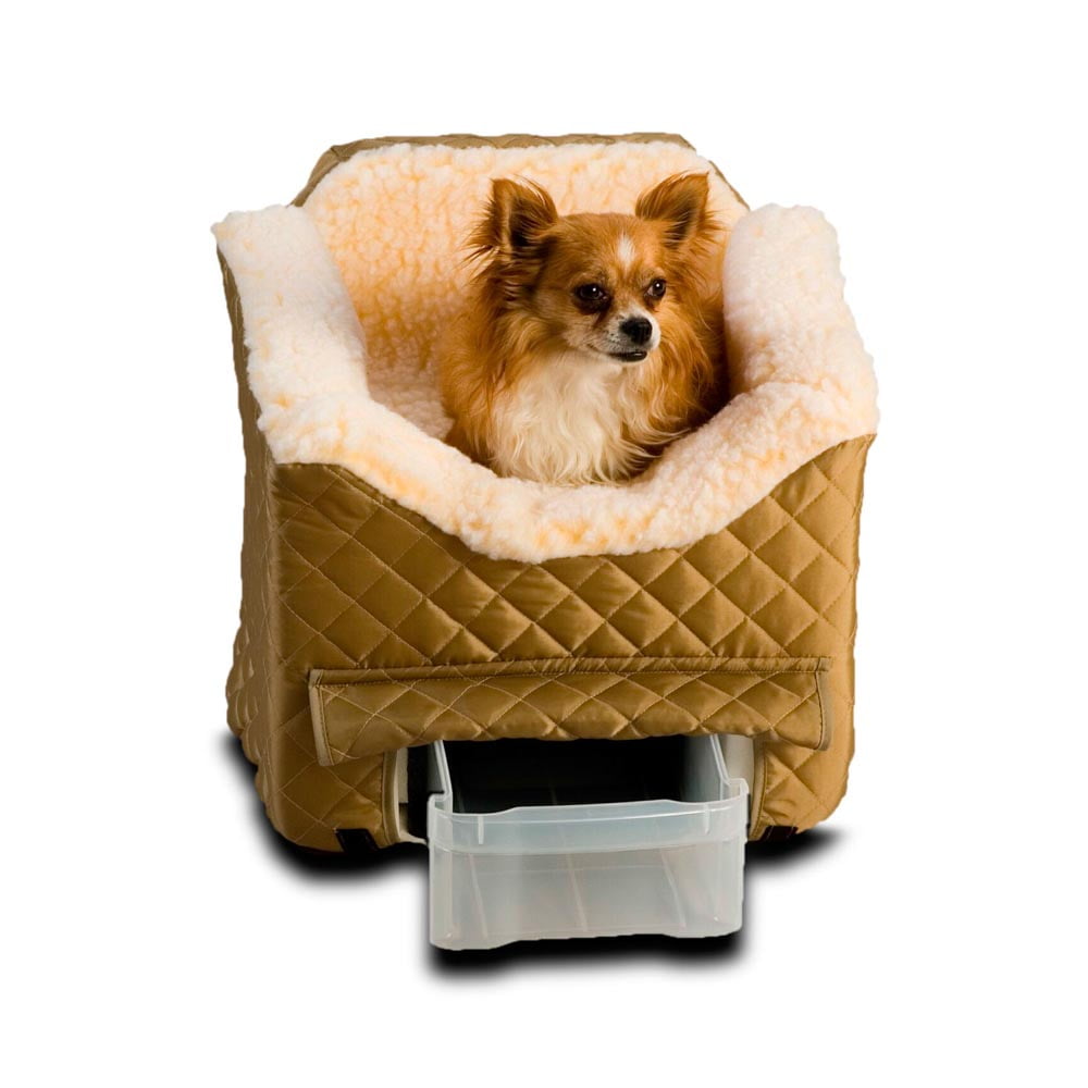 Snoozer Lookout II Dog Car Seat with Storage Tray, Medium, Khaki