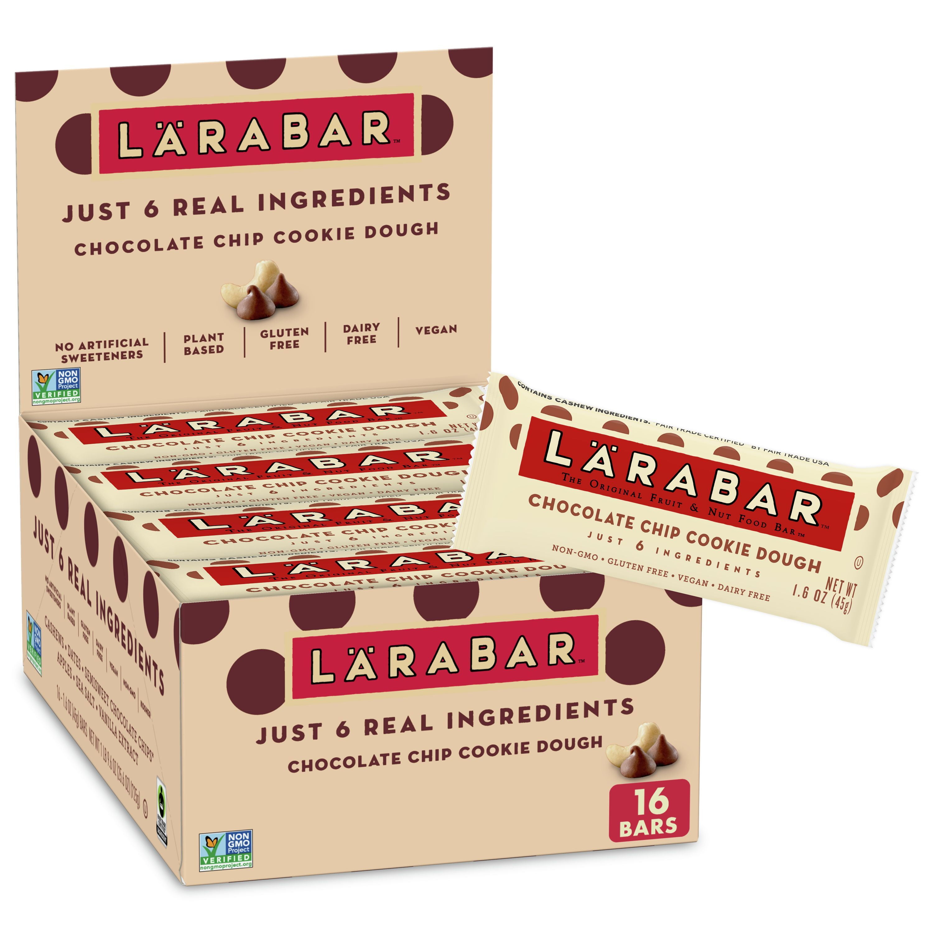 Larabar Chocolate Chip Cookie Dough, Gluten Free Fruit & Nut Bar, 16 Ct