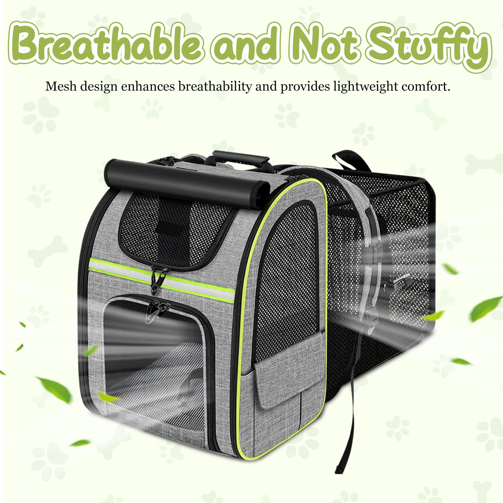 Pet Backpack, Expandable Travel Carrier for Medium Cats and Small Dogs up to 17 lbs, Breathable Collapsible Bag for Hiking Travel Outdoor