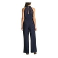 thumbnail image 2 of VINCE CAMUTO Womens Navy Sheer Pleated Scuba Crepe Sleeveless Halter Evening Straight leg Jumpsuit 14, 2 of 4
