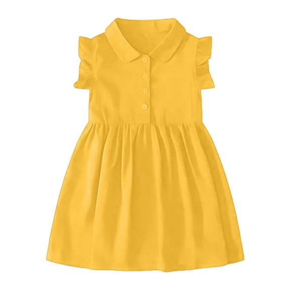 TAIAOJING Girls Summer Dresses Casual Sleeveless Dress For Toddler To Teen Elastic Waist Comfortable Play Outfits Sets Soft 5-6Y