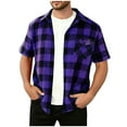 thumbnail image 2 of Kakii Men's Regular Fit Plaid Short Sleeve Button Down Casual Checkered Shirt, 2 of 8