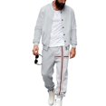 thumbnail image 2 of yuCgh Men's Casual Bomber Style Jacket and Jogger Pants Set, Two-Piece Athletic Outfit with Elastic Waist for Urban and Outdoor Wear,Light Gray XL, 2 of 8