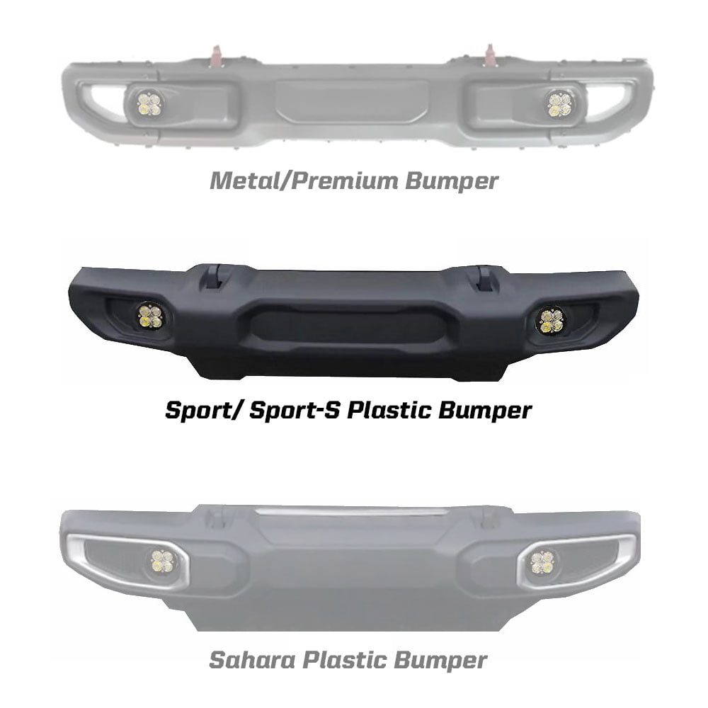 Jeep JL Fog Light Squadron-R SAE 18-Pres Wrangler JL Sport/Sport-S Fog Pocket Kit Amber Baja Designs Fits select: 2018-2019,2021 JEEP WRANGLER UNLIMITED