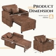 thumbnail image 2 of AECOJOY Sofa Bed, 38" Extra-Wide 3-in-1 Convertible Pull-Out Single Sofa with Adjustable Backrest and Cup Holder, Leather Saddle Brown, 2 of 11