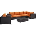 thumbnail image 2 of Modway Convene 7 Piece Outdoor Patio Sectional Set in Espresso Orange, 2 of 9