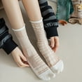thumbnail image 4 of Yokua Women Split Toe Glass Fiber Kimono Tabi Crew Socks Asymmetric Thin Mesh Hosiery, 4 of 21