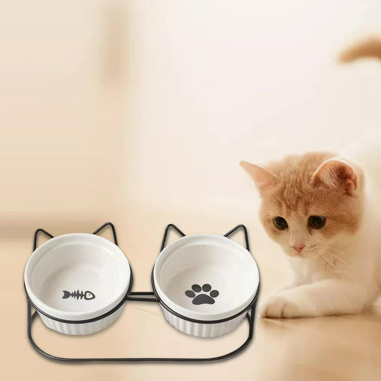 Raised Ceramic Cat Bowl portable Pet Food Bowls reusable Cat Lift Bowl  Ergonomic Design Pet Feeding