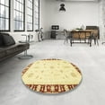 thumbnail image 4 of Ahgly Company Machine Washable Indoor Round Abstract Sun Yellow Area Rugs, 7' Round, 4 of 7