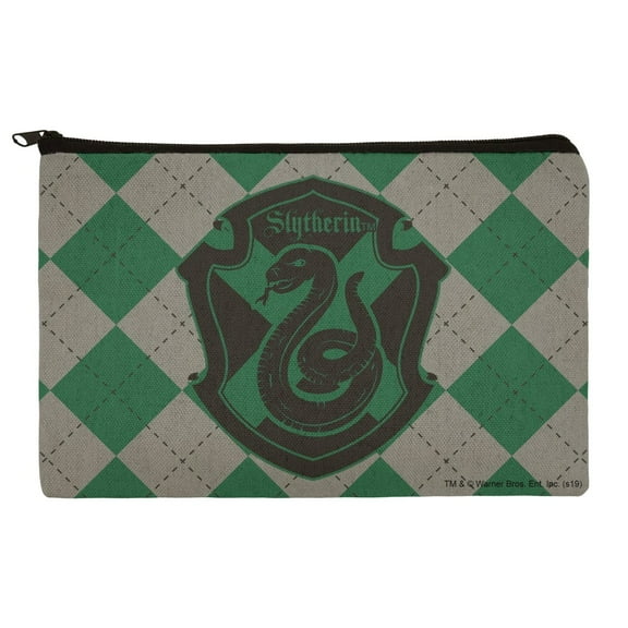 Harry Potter Slytherin Plaid Sigil Makeup Cosmetic Bag Organizer Pouch