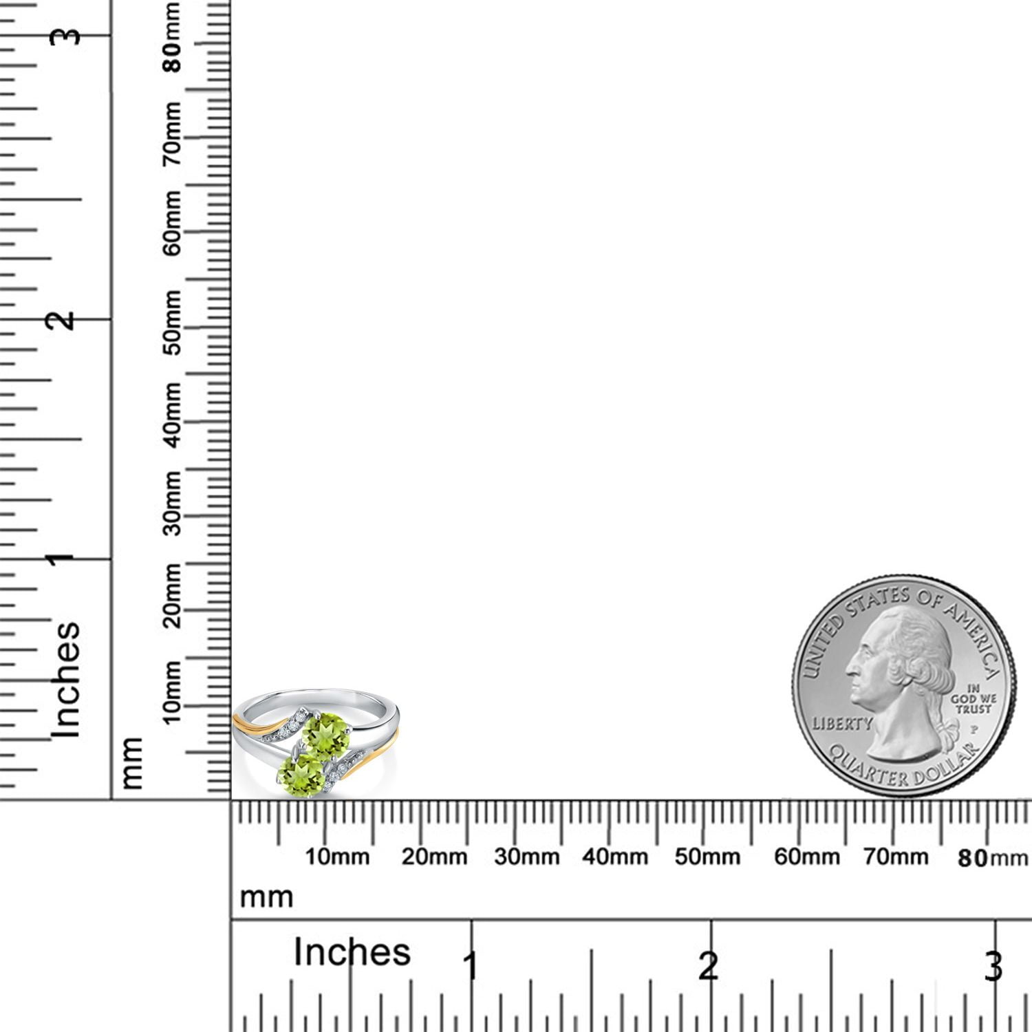 Gem Stone King 10K Yellow Gold and 925 Silver Green Peridot and White Lab Grown Diamond Accent Engagement Ring for Women (1.13 Cttw, Gemstone August Birthstone, Round 5MM, Size 9)