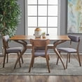 thumbnail image 3 of Noble House Banbury Mid Century Natural Walnut Wood Dark Grey 5 Piece Dining Set, 3 of 5