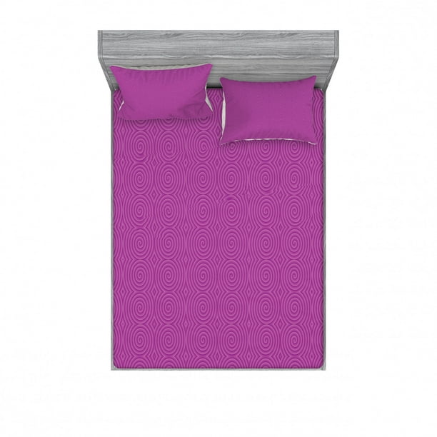 Magenta Bedding Set with Sheet & Covers, Turning Rotary Spiral Tile