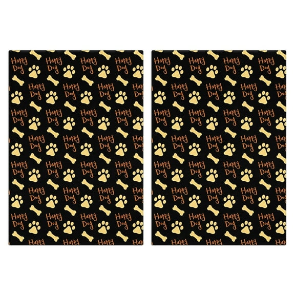2 Pcs Funny Kitchen Towels,Happy Dog and Footprints Microfiber Dish Towels,Kitchen Tea Towels,Kitchen Towel Set (18" X 26")