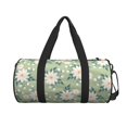 thumbnail image 2 of YFYANG Large Capacity Canvas Gym Bag for Men and Women, Green Floral Pattern Round Portable Travel Bags for Sports Fitness, 2 of 8